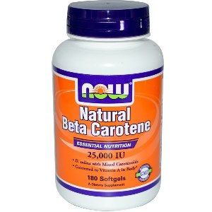 Natural Beta Carotene 25,000 IU (180 softgels) NOW Foods